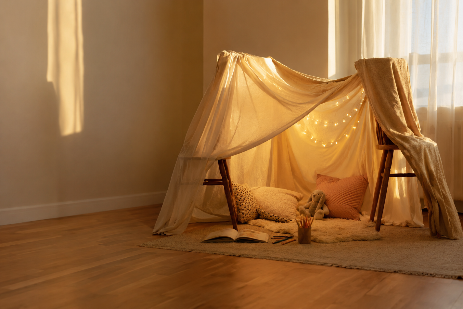 Se spécialiser en hypnose pour enfants - une cabane de draps, espace imaginaire de l'enfant