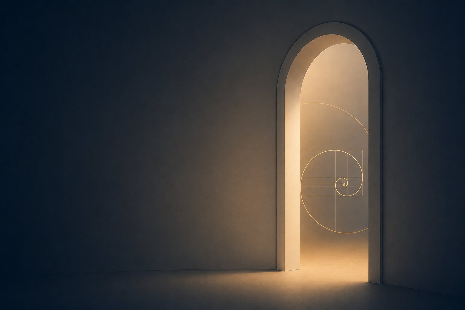 Hypnose spirituelle : un seuil lumineux ouvrant sur une spirale d'or
